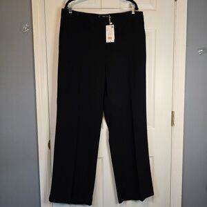 NWT MNG By Mango Black Womens Wide Leg White Piping Pants Trousers Sz‎ XXL